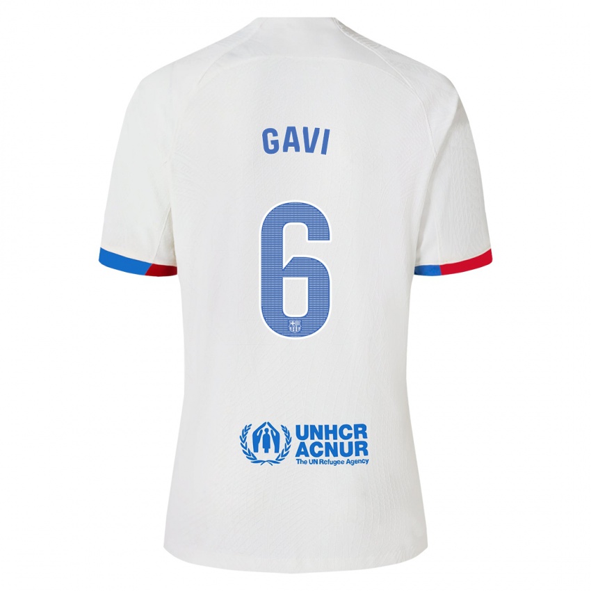 Gyermek Gavi #6 Fehér Idegenbeli Jersey 2023/24 Mez Póló Ing