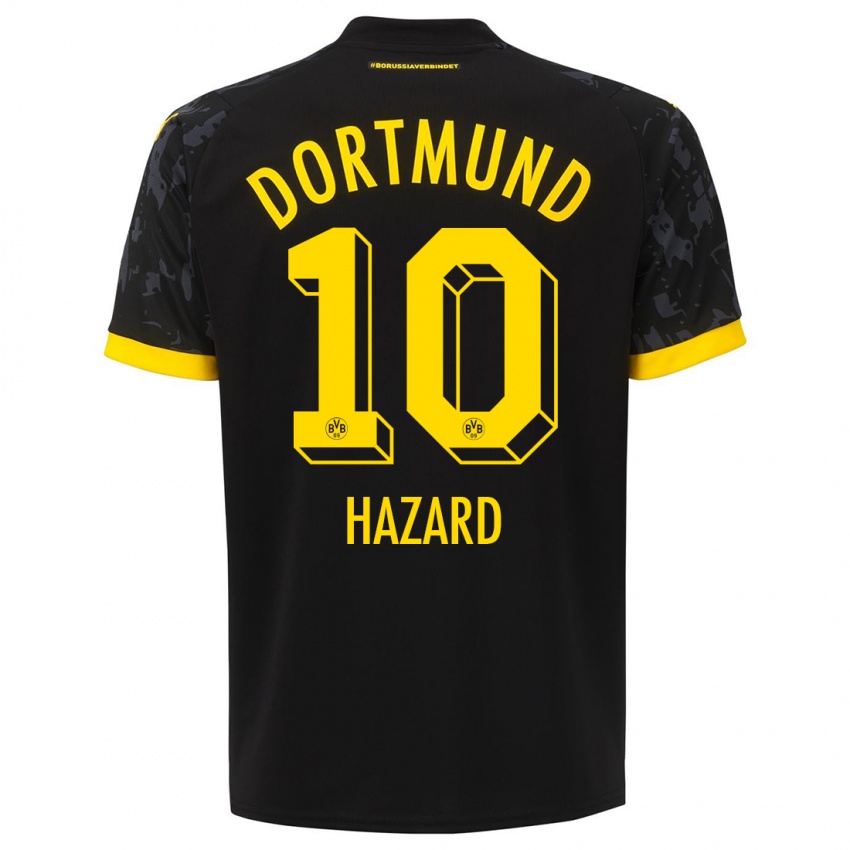 Gyermek Thorgan Hazard #10 Fekete Idegenbeli Jersey 2023/24 Mez Póló Ing