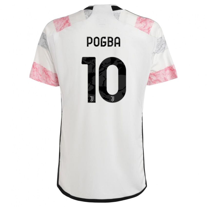 Gyermek Paul Pogba #10 Fehér Rózsaszín Idegenbeli Jersey 2023/24 Mez Póló Ing