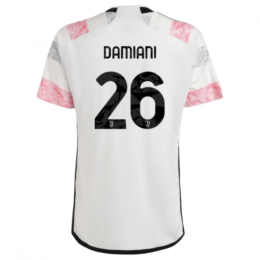 Gyermek Samuele Damiani #26 Fehér Rózsaszín Idegenbeli Jersey 2023/24 Mez Póló Ing