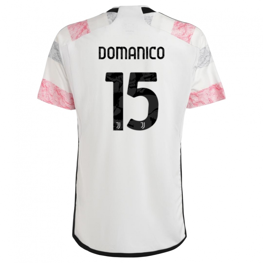 Gyermek Saverio Domanico #15 Fehér Rózsaszín Idegenbeli Jersey 2023/24 Mez Póló Ing