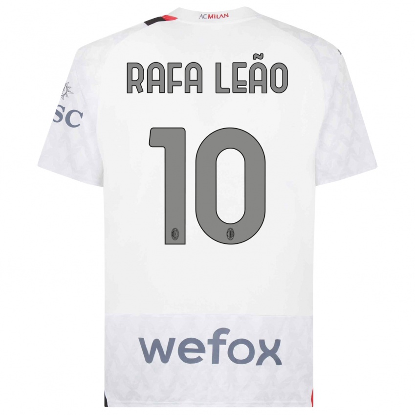 Gyermek Rafael Leao #10 Fehér Idegenbeli Jersey 2023/24 Mez Póló Ing