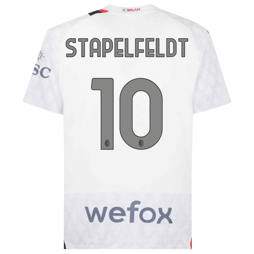 Gyermek Nina Stapelfeldt #10 Fehér Idegenbeli Jersey 2023/24 Mez Póló Ing