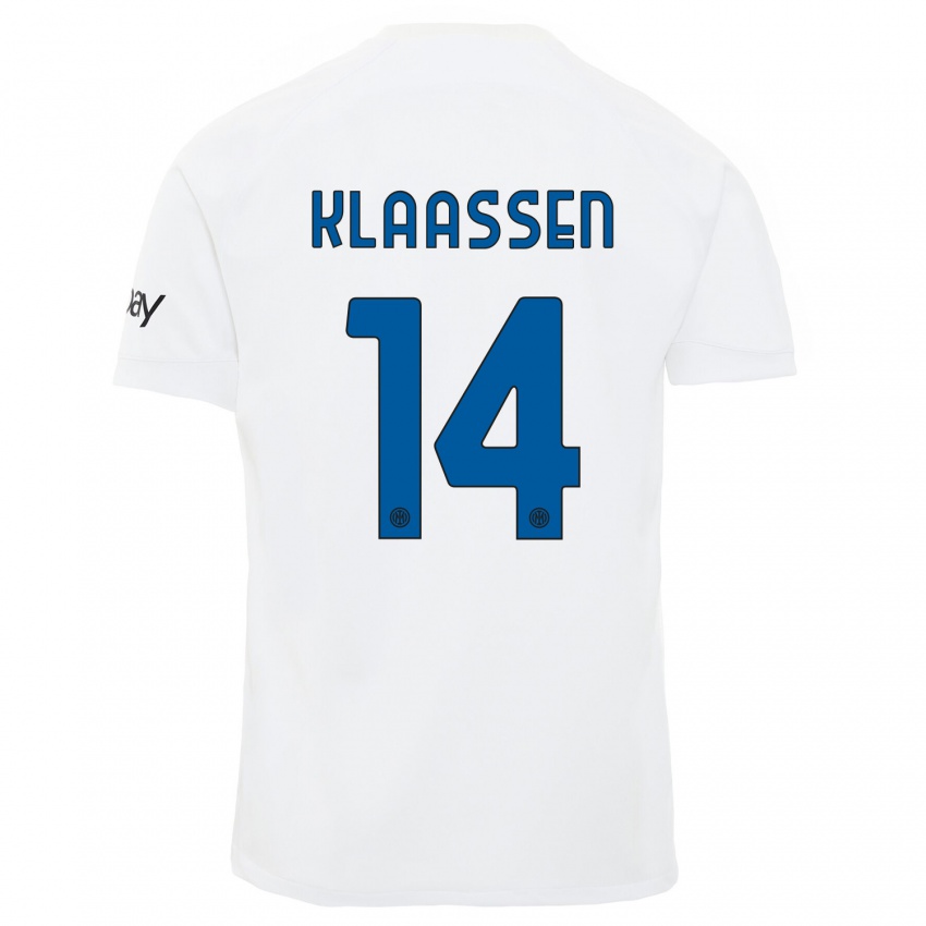Gyermek Davy Klaassen #14 Fehér Idegenbeli Jersey 2023/24 Mez Póló Ing