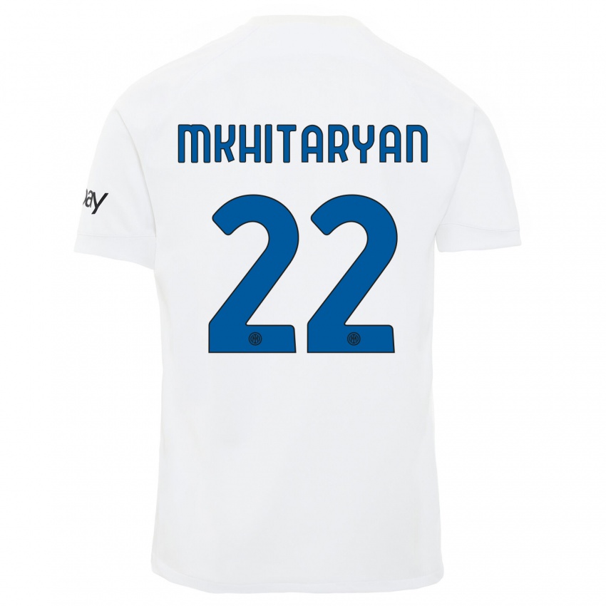 Gyermek Henrikh Mkhitaryan #22 Fehér Idegenbeli Jersey 2023/24 Mez Póló Ing