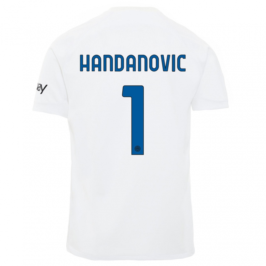 Gyermek Samir Handanovic #1 Fehér Idegenbeli Jersey 2023/24 Mez Póló Ing