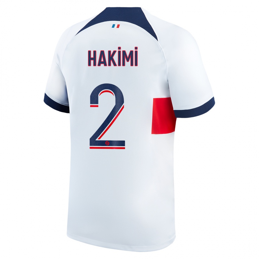 Gyermek Achraf Hakimi #2 Fehér Idegenbeli Jersey 2023/24 Mez Póló Ing