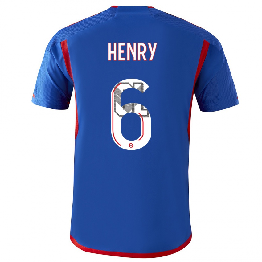 Gyermek Amandine Henry #6 Kék Piros Idegenbeli Jersey 2023/24 Mez Póló Ing