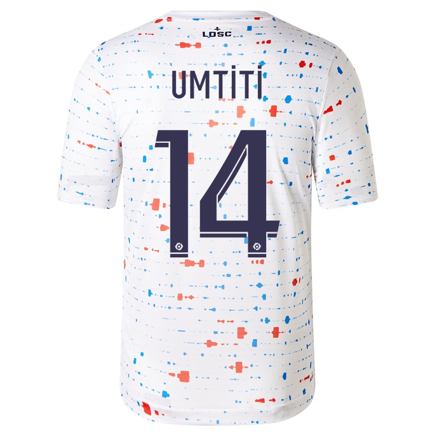 Gyermek Samuel Umtiti #14 Fehér Idegenbeli Jersey 2023/24 Mez Póló Ing