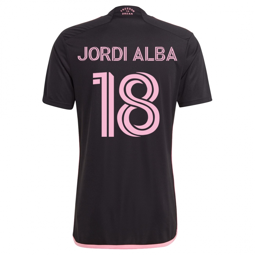 Gyermek Jordi Alba #18 Fekete Idegenbeli Jersey 2023/24 Mez Póló Ing
