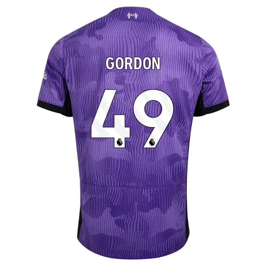 Gyermek Kaide Gordon #49 Lila Harmadik Számú Jersey 2023/24 Mez Póló Ing