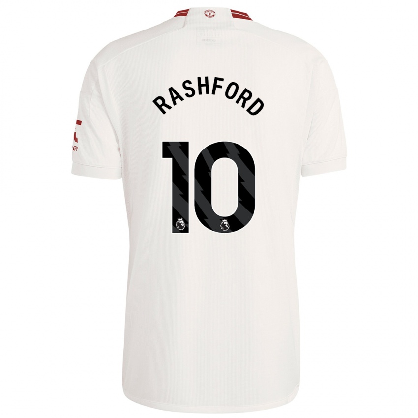 Gyermek Marcus Rashford #10 Fehér Harmadik Számú Jersey 2023/24 Mez Póló Ing