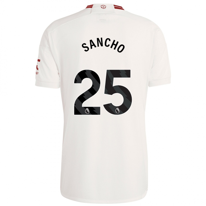 Gyermek Jadon Sancho #25 Fehér Harmadik Számú Jersey 2023/24 Mez Póló Ing