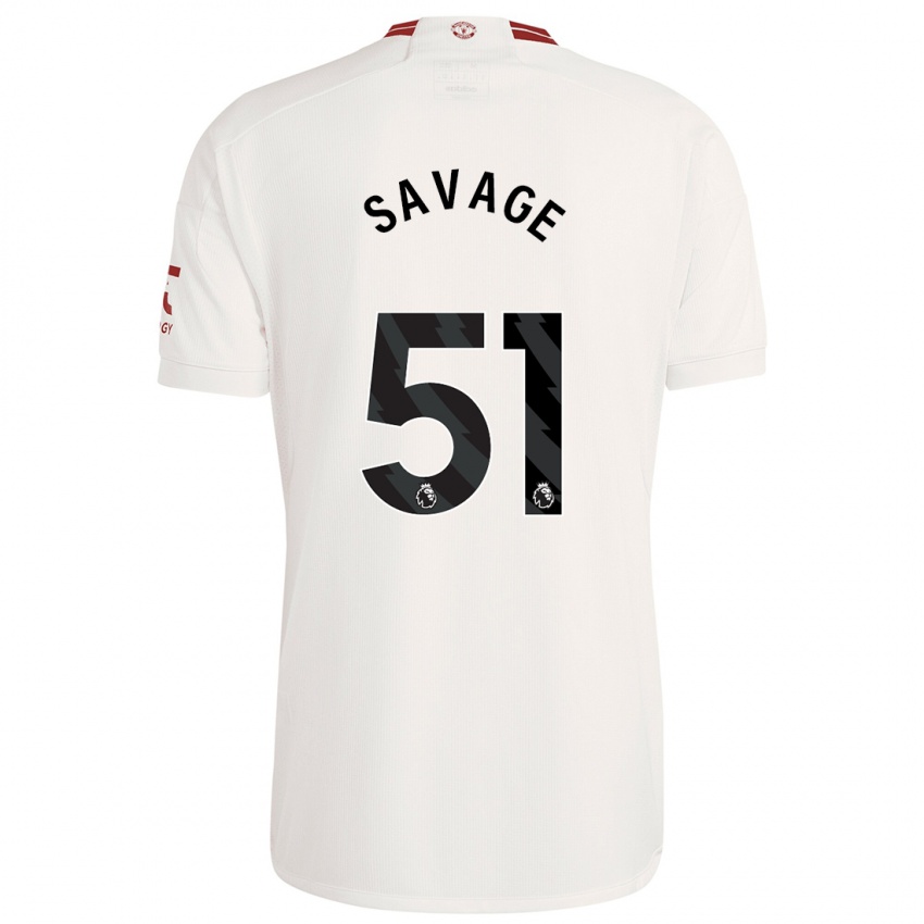 Gyermek Charlie Savage #51 Fehér Harmadik Számú Jersey 2023/24 Mez Póló Ing