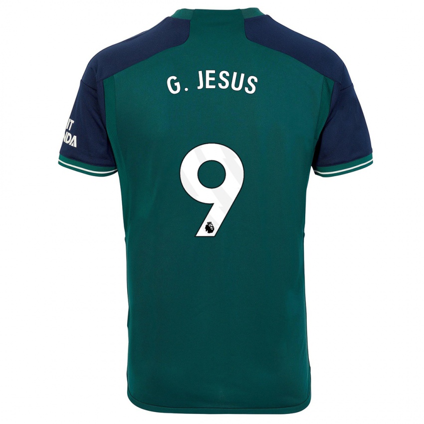 Gyermek Gabriel Jesus #9 Zöld Harmadik Számú Jersey 2023/24 Mez Póló Ing