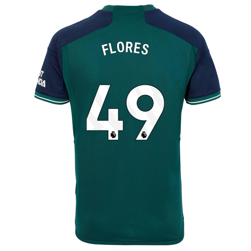 Gyermek Marcelo Flores #49 Zöld Harmadik Számú Jersey 2023/24 Mez Póló Ing