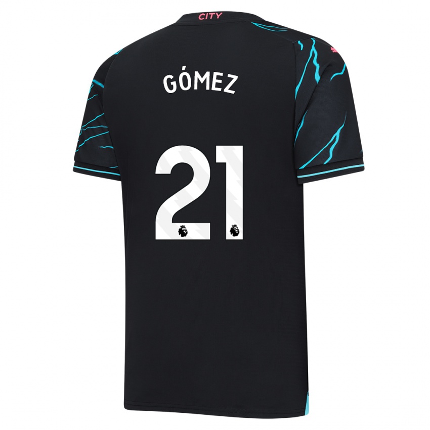 Gyermek Sergio Gómez #21 Sötétkék Harmadik Számú Jersey 2023/24 Mez Póló Ing