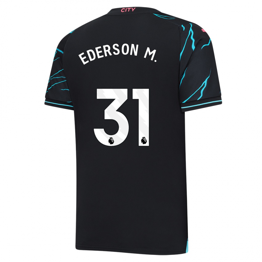 Gyermek Ederson Moraes #31 Sötétkék Harmadik Számú Jersey 2023/24 Mez Póló Ing