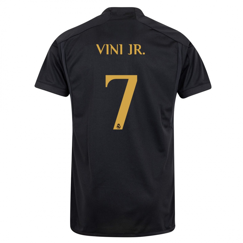 Gyermek Vinicius Junior #7 Fekete Harmadik Számú Jersey 2023/24 Mez Póló Ing