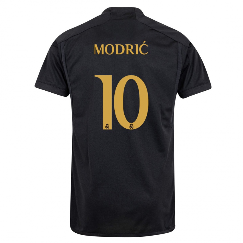 Gyermek Luka Modric #10 Fekete Harmadik Számú Jersey 2023/24 Mez Póló Ing