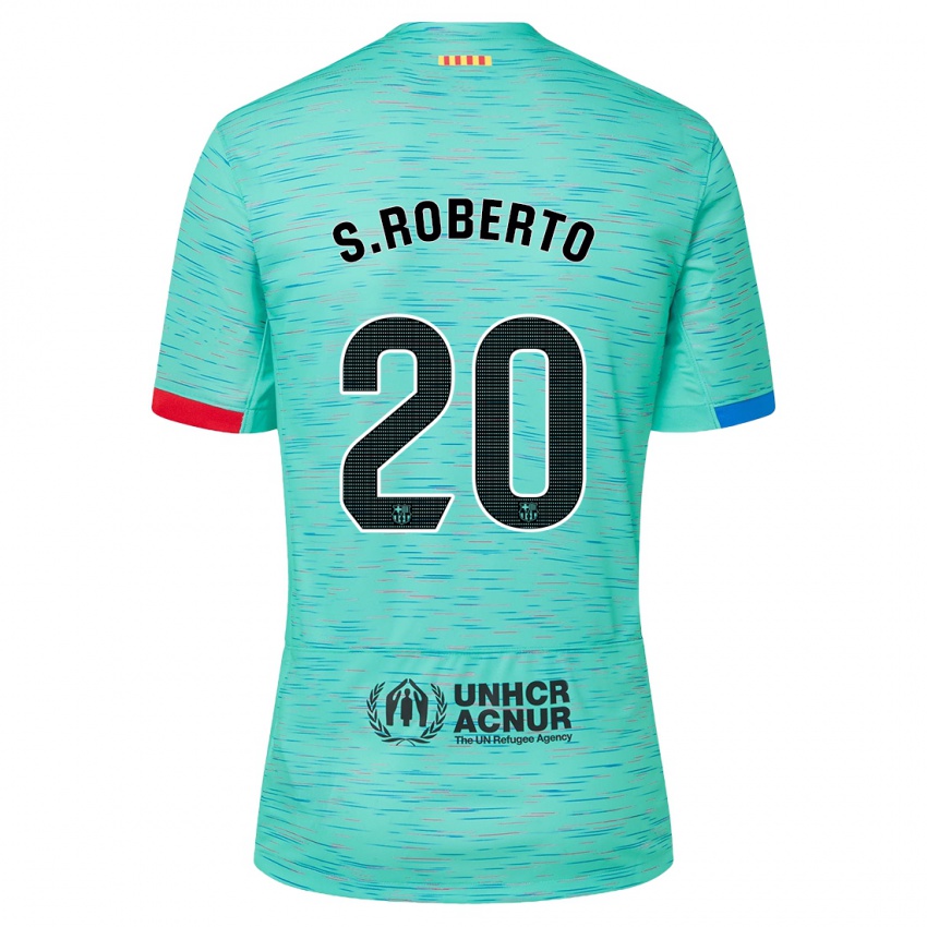 Gyermek Sergi Roberto #20 Light Aqua Harmadik Számú Jersey 2023/24 Mez Póló Ing