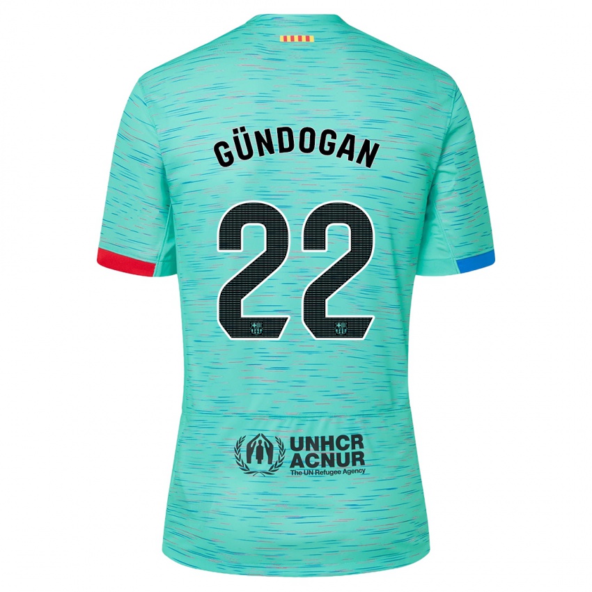 Gyermek Ilkay Gundogan #22 Light Aqua Harmadik Számú Jersey 2023/24 Mez Póló Ing