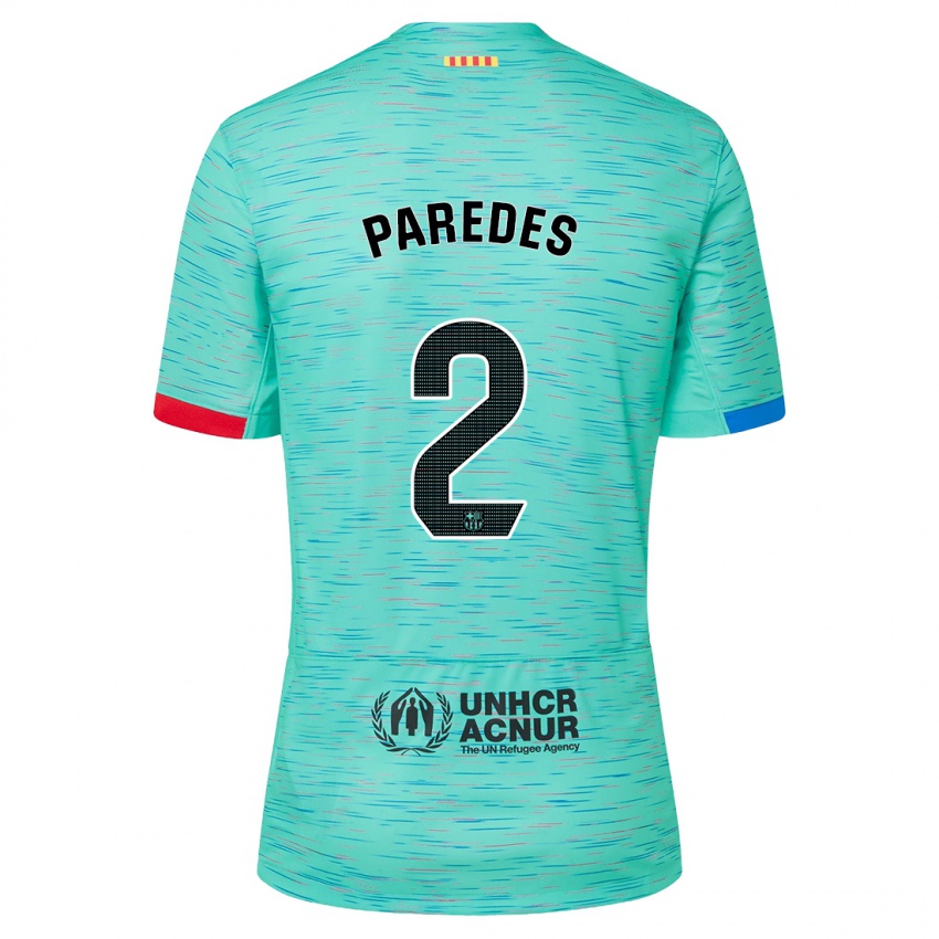 Gyermek Irene Paredes #2 Light Aqua Harmadik Számú Jersey 2023/24 Mez Póló Ing