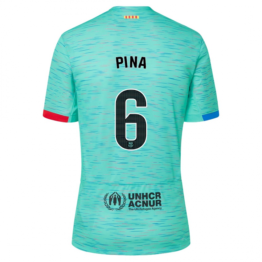 Gyermek Claudia Pina #6 Light Aqua Harmadik Számú Jersey 2023/24 Mez Póló Ing