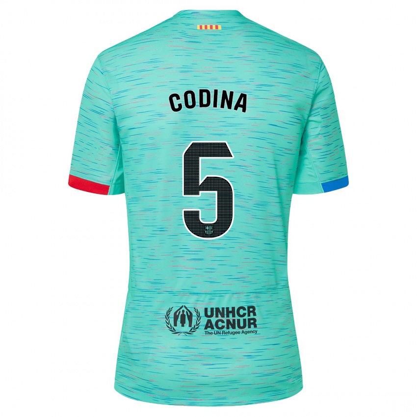 Gyermek Laia Codina #5 Light Aqua Harmadik Számú Jersey 2023/24 Mez Póló Ing