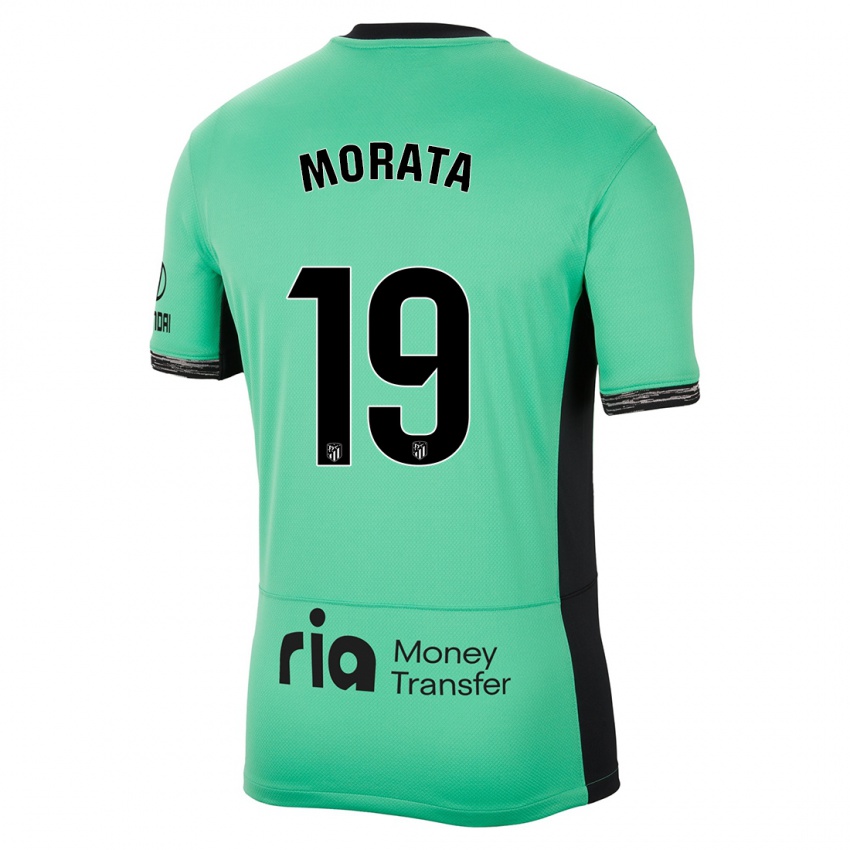 Gyermek Alvaro Morata #19 Tavaszi Zöld Harmadik Számú Jersey 2023/24 Mez Póló Ing