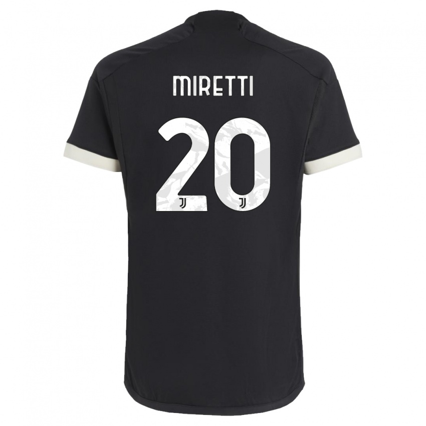 Gyermek Fabio Miretti #20 Fekete Harmadik Számú Jersey 2023/24 Mez Póló Ing