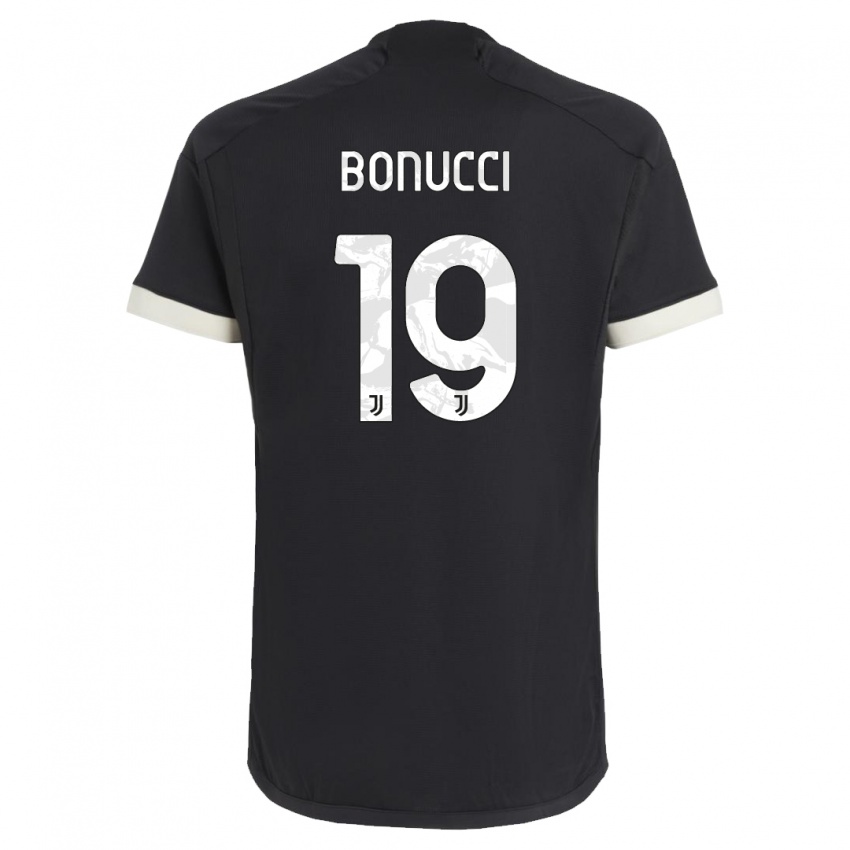 Gyermek Leonardo Bonucci #19 Fekete Harmadik Számú Jersey 2023/24 Mez Póló Ing