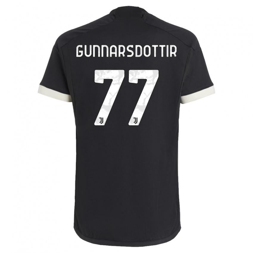 Gyermek Sara Bjork Gunnarsdottir #77 Fekete Harmadik Számú Jersey 2023/24 Mez Póló Ing