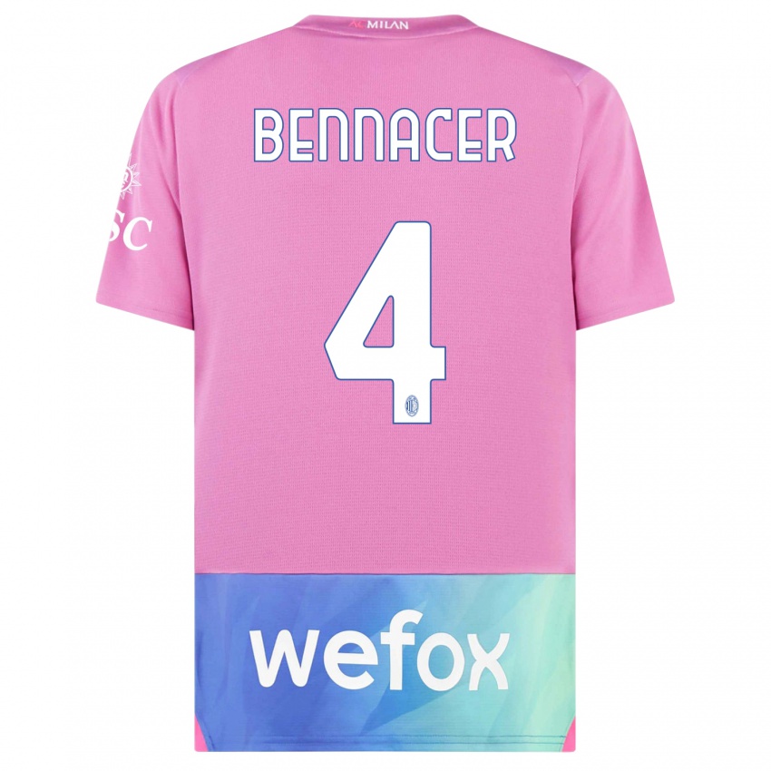 Gyermek Ismael Bennacer #4 Pink Lila Harmadik Számú Jersey 2023/24 Mez Póló Ing