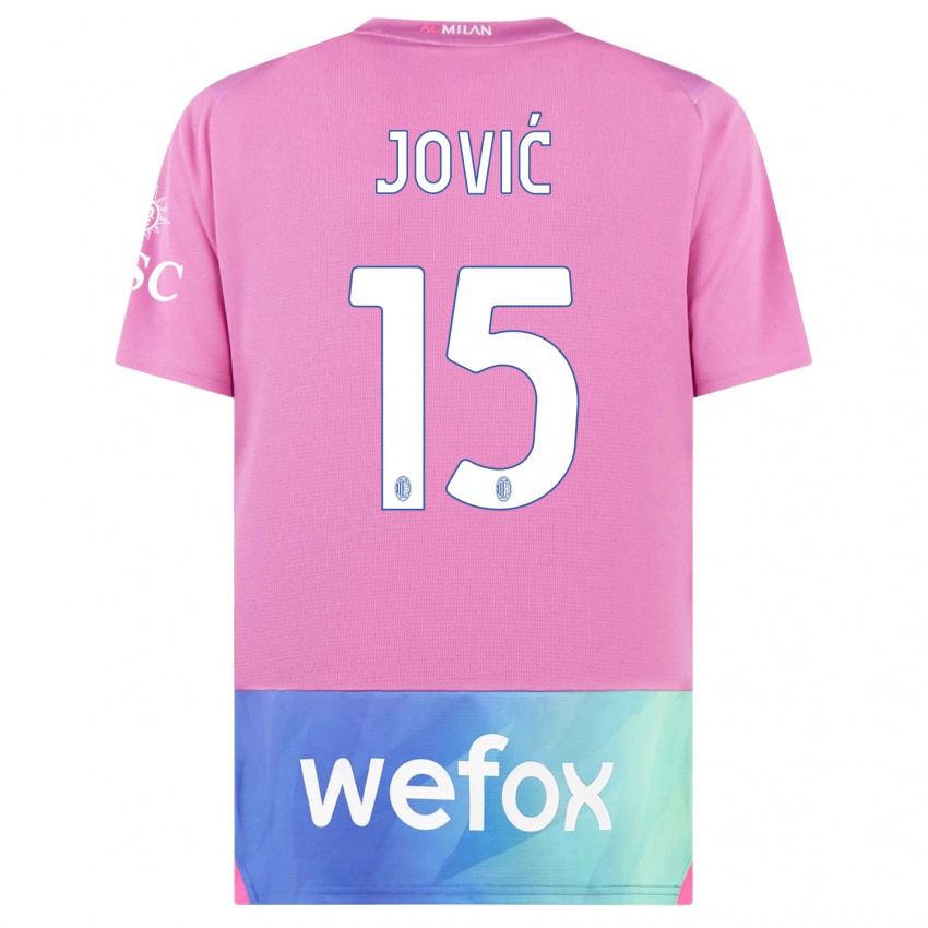 Gyermek Luka Jovic #15 Pink Lila Harmadik Számú Jersey 2023/24 Mez Póló Ing