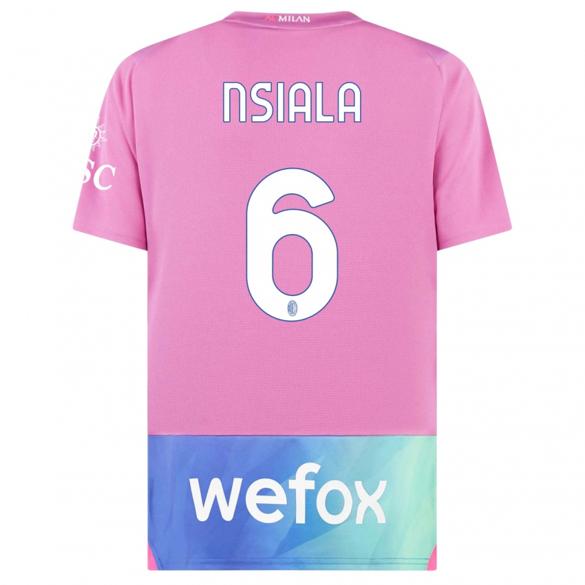 Gyermek Clinton Nsiala #6 Pink Lila Harmadik Számú Jersey 2023/24 Mez Póló Ing