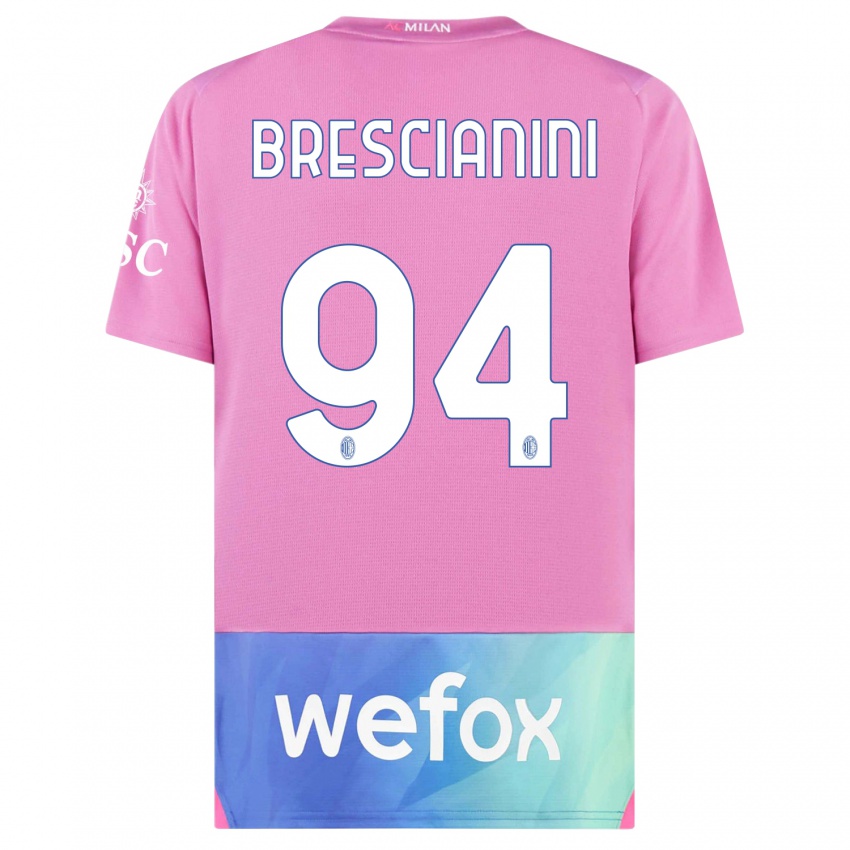 Gyermek Marco Brescianini #94 Pink Lila Harmadik Számú Jersey 2023/24 Mez Póló Ing