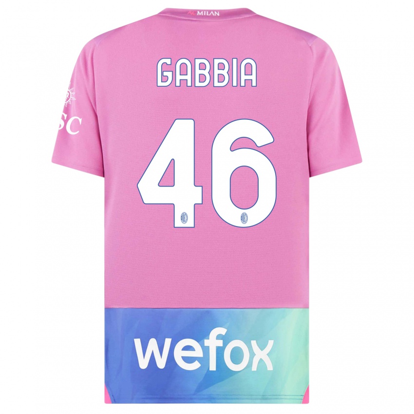 Gyermek Matteo Gabbia #46 Pink Lila Harmadik Számú Jersey 2023/24 Mez Póló Ing