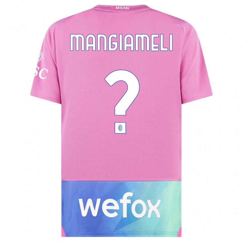 Gyermek Federico Mangiameli #0 Pink Lila Harmadik Számú Jersey 2023/24 Mez Póló Ing