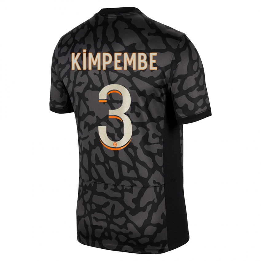 Gyermek Presnel Kimpembe #3 Fekete Harmadik Számú Jersey 2023/24 Mez Póló Ing