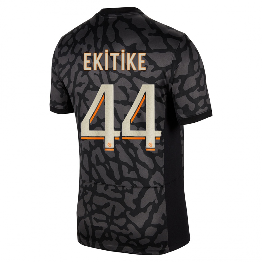 Gyermek Hugo Ekitike #44 Fekete Harmadik Számú Jersey 2023/24 Mez Póló Ing