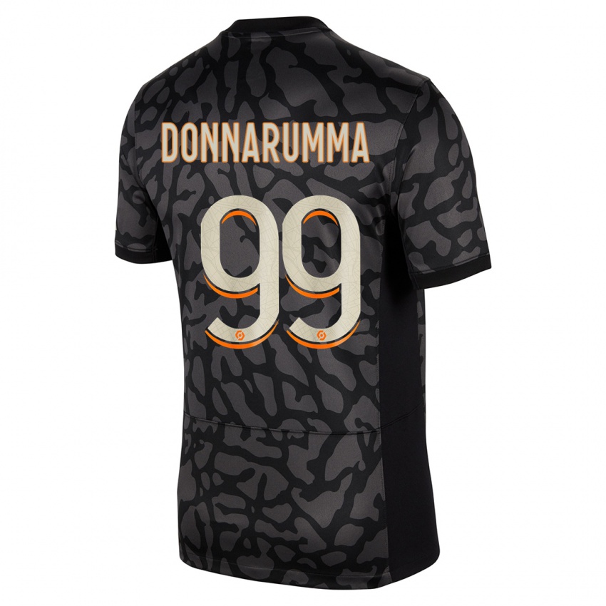 Gyermek Gianluigi Donnarumma #99 Fekete Harmadik Számú Jersey 2023/24 Mez Póló Ing