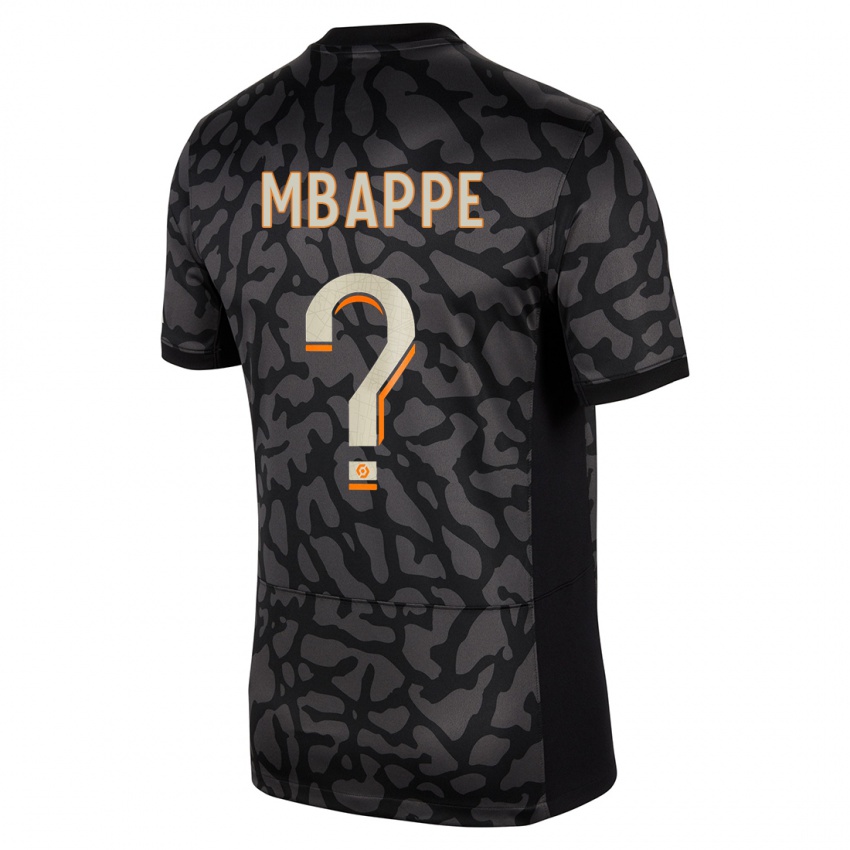 Gyermek Ethan Mbappe #0 Fekete Harmadik Számú Jersey 2023/24 Mez Póló Ing