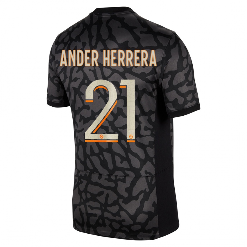 Gyermek Ander Herrera #21 Fekete Harmadik Számú Jersey 2023/24 Mez Póló Ing