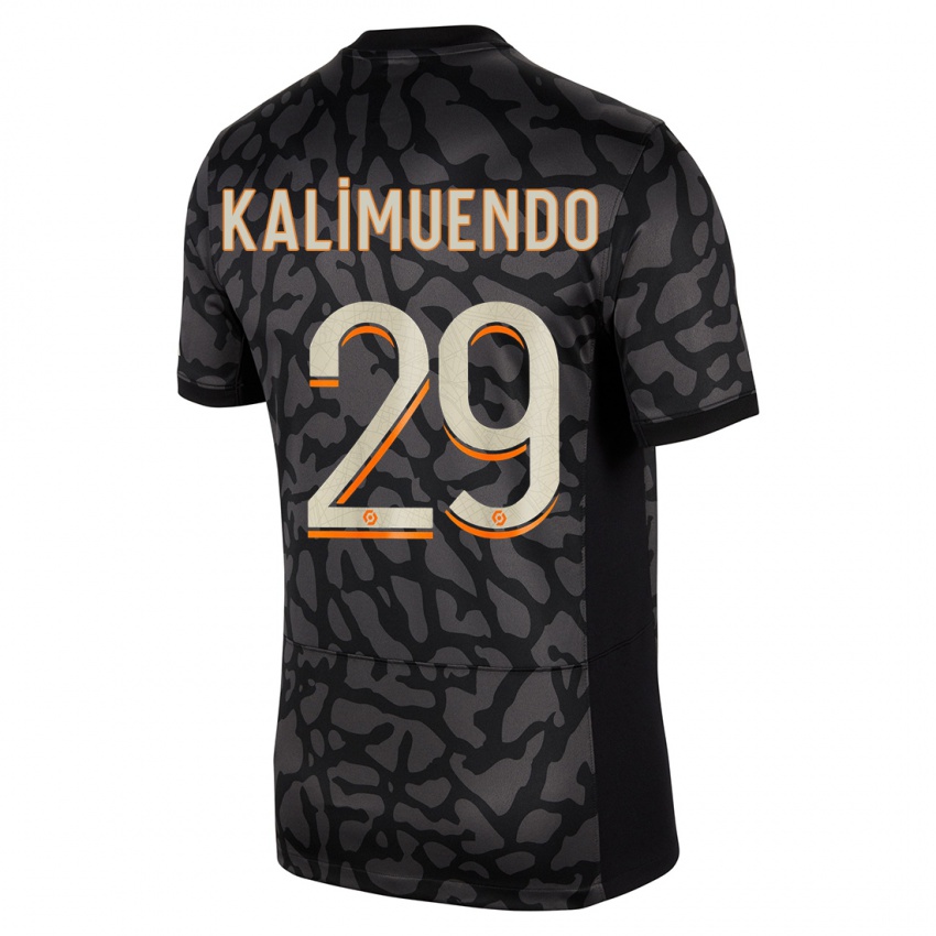 Gyermek Arnaud Kalimuendo #29 Fekete Harmadik Számú Jersey 2023/24 Mez Póló Ing