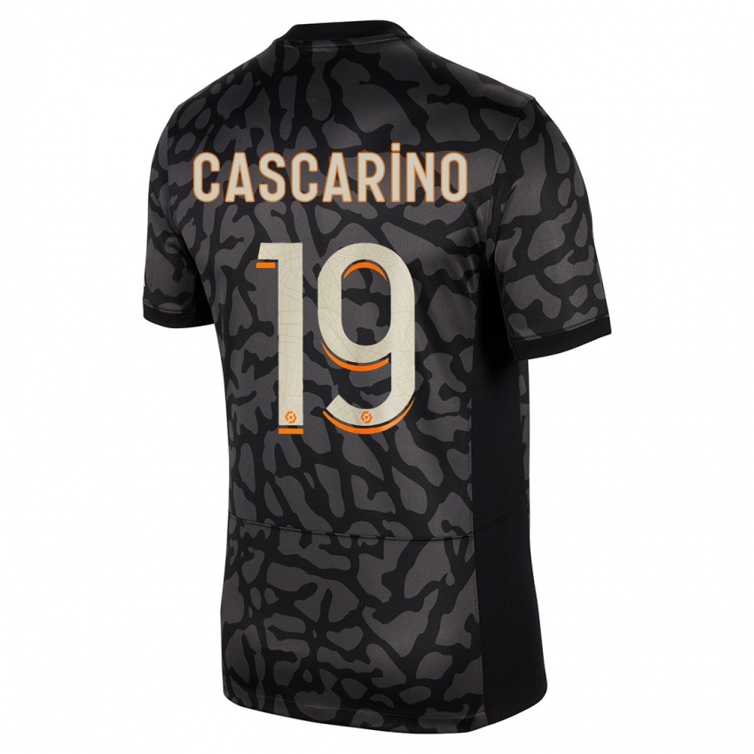 Gyermek Estelle Cascarino #19 Fekete Harmadik Számú Jersey 2023/24 Mez Póló Ing