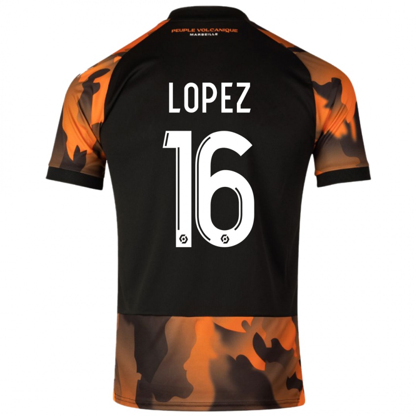 Gyermek Pau Lopez #16 Fekete Narancs Harmadik Számú Jersey 2023/24 Mez Póló Ing