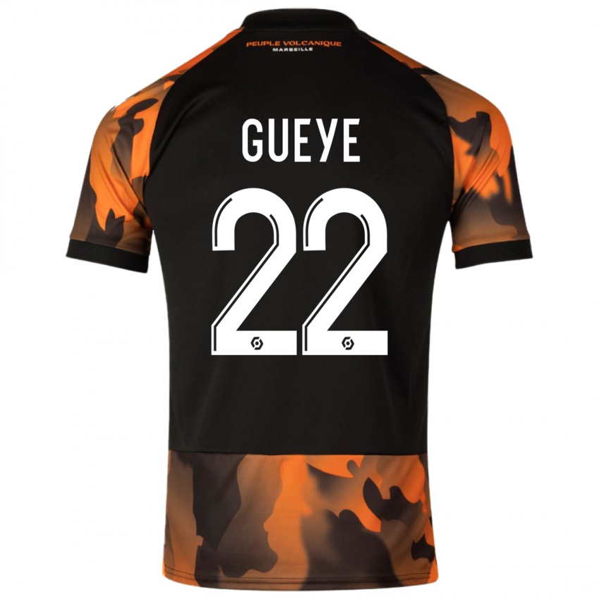 Gyermek Pape Gueye #22 Fekete Narancs Harmadik Számú Jersey 2023/24 Mez Póló Ing