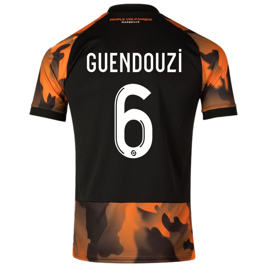 Gyermek Matteo Guendouzi #6 Fekete Narancs Harmadik Számú Jersey 2023/24 Mez Póló Ing