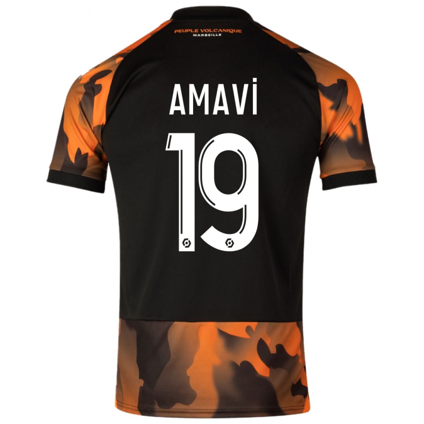 Gyermek Jordan Amavi #19 Fekete Narancs Harmadik Számú Jersey 2023/24 Mez Póló Ing